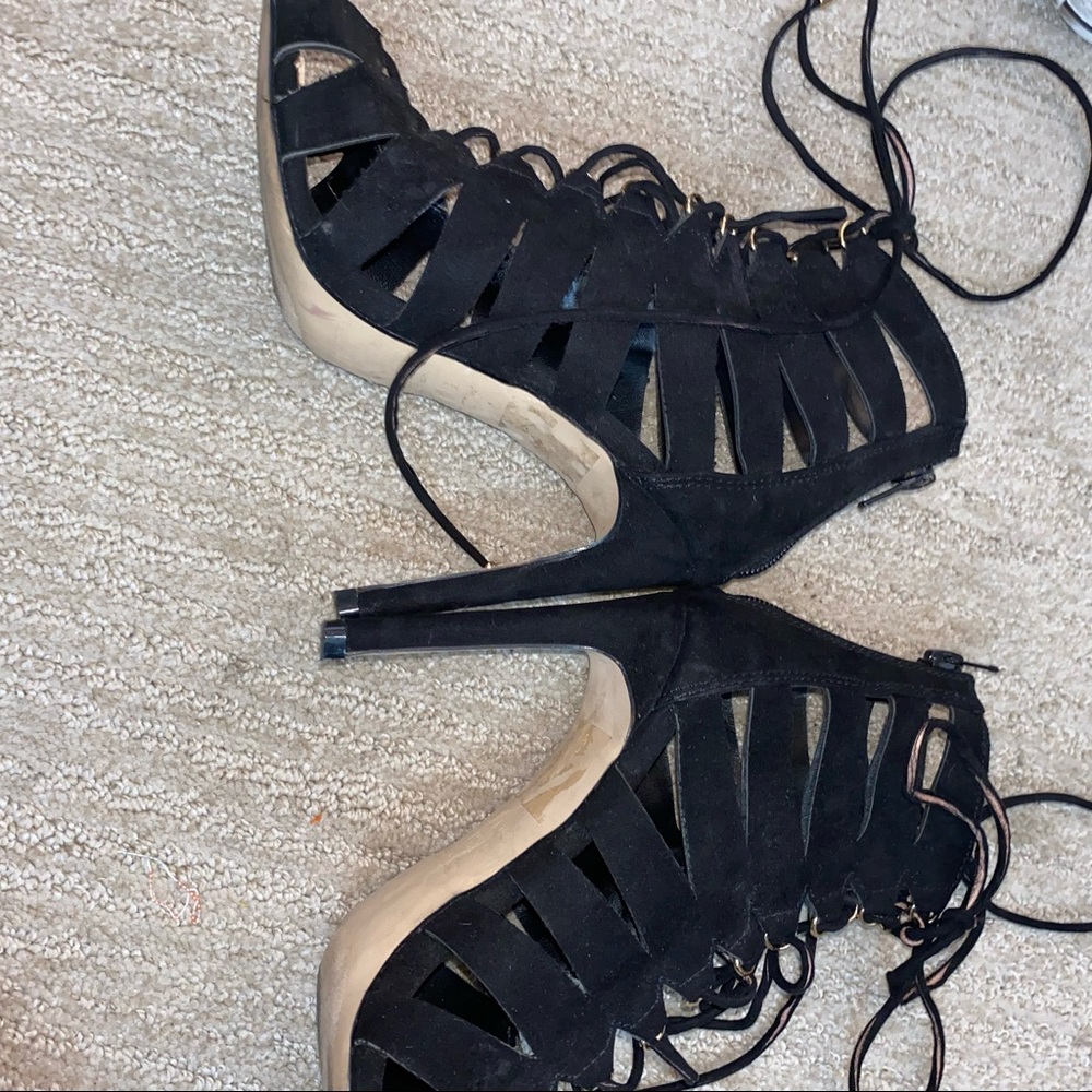 ALDO || black lace up heels size 7 tie up front